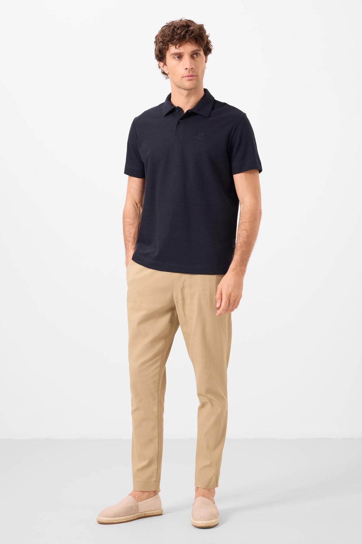 Standard Fit Basic Polo Collar Pack of 3 Black and white and Navy Men's T-Shirt 87748