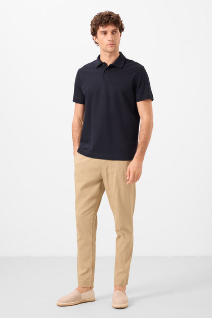 Standard Fit Basic Polo Collar Pack of 3 Black and white and Navy Men's T-Shirt 87748