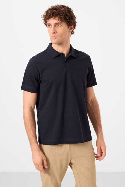 Standard Fit Basic Polo Collar Pack of 3 Black and white and Navy Men's T-Shirt 87748
