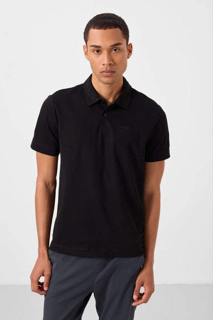 Standard Fit Basic Polo Collar Pack of 3 Black and white and Navy Men's T-Shirt 87748
