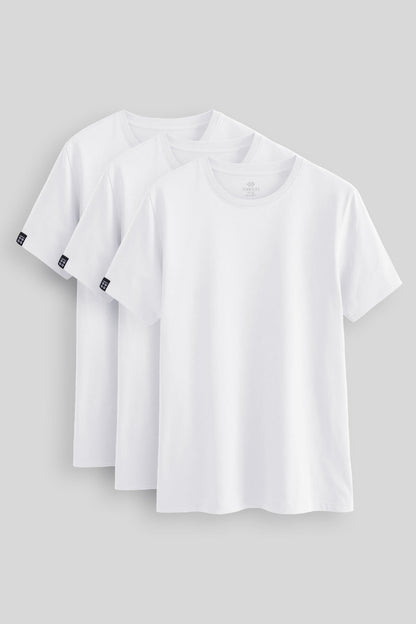 Standard Fit Basic O Collar Pack of 3 white male T-Shirt 87911