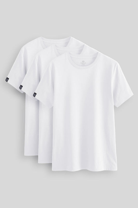 Standard Fit Basic O Collar Pack of 3 white male T-Shirt 87911