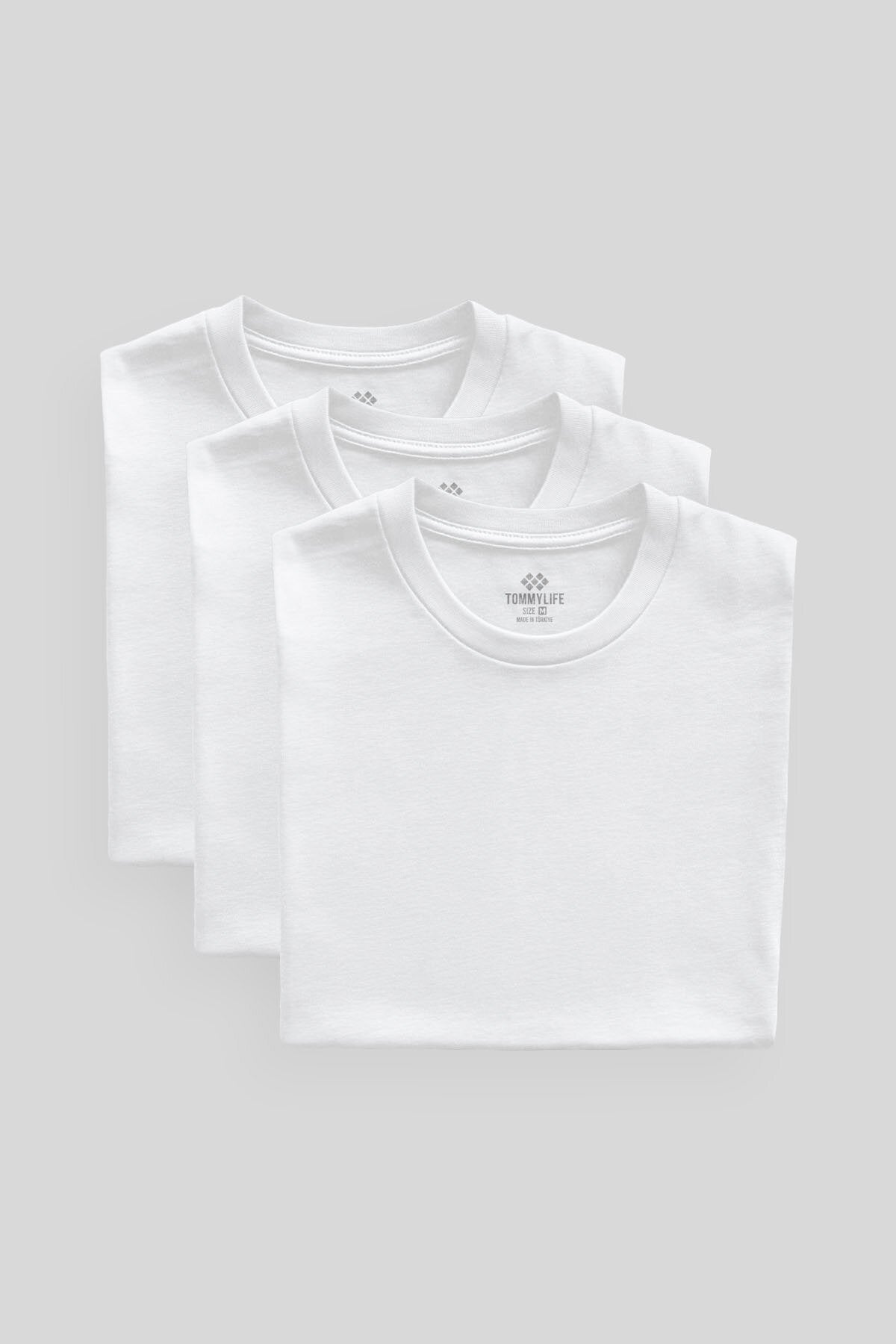 Standard Fit Basic O Collar Pack of 3 white male T-Shirt 87911
