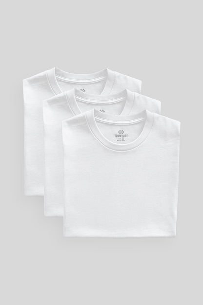Standard Fit Basic O Collar Pack of 3 white male T-Shirt 87911