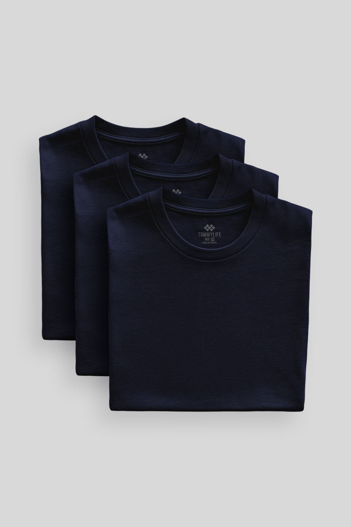 Standard Fit Basic O Collar 3's Pack Navy Men T-Shirt 87911