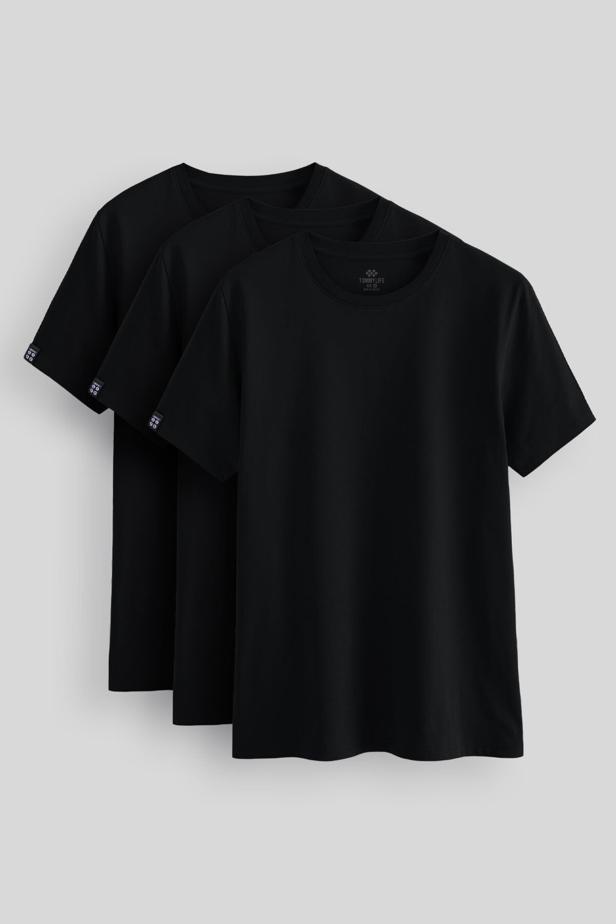 Standard Fit Basic O Collar Pack of 3 Black Men's T-Shirt 87911