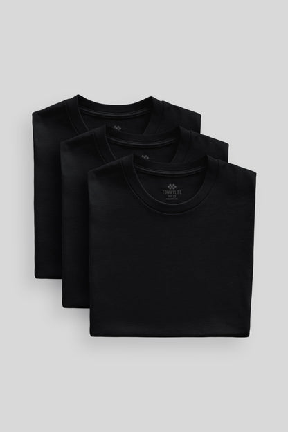 Standard Fit Basic O Collar Pack of 3 Black Men's T-Shirt 87911