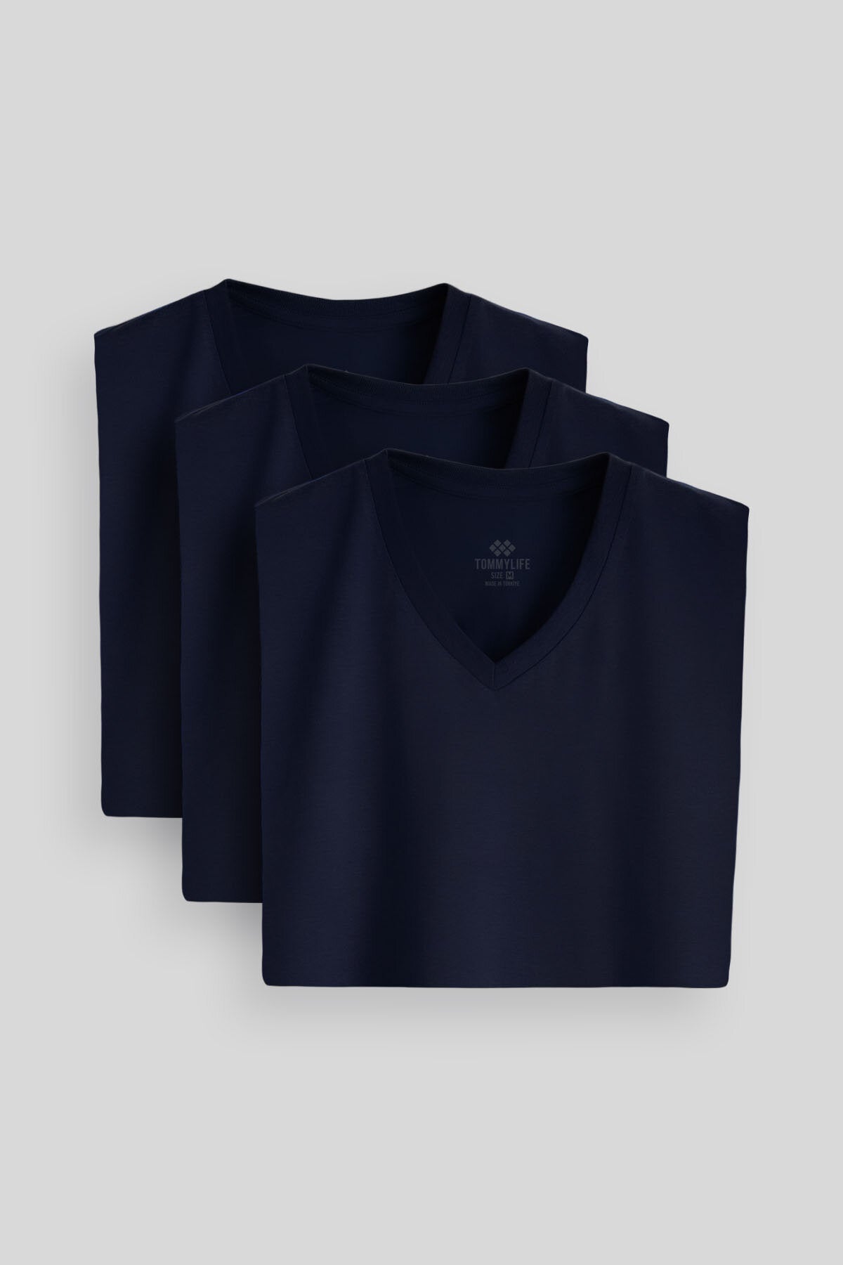 Standard Fit Basic V Collar is a 3-pack Lacivert Men's T-Shirt 87912