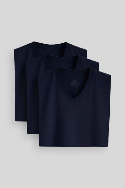 Standard Fit Basic V Collar is a 3-pack Lacivert Men's T-Shirt 87912