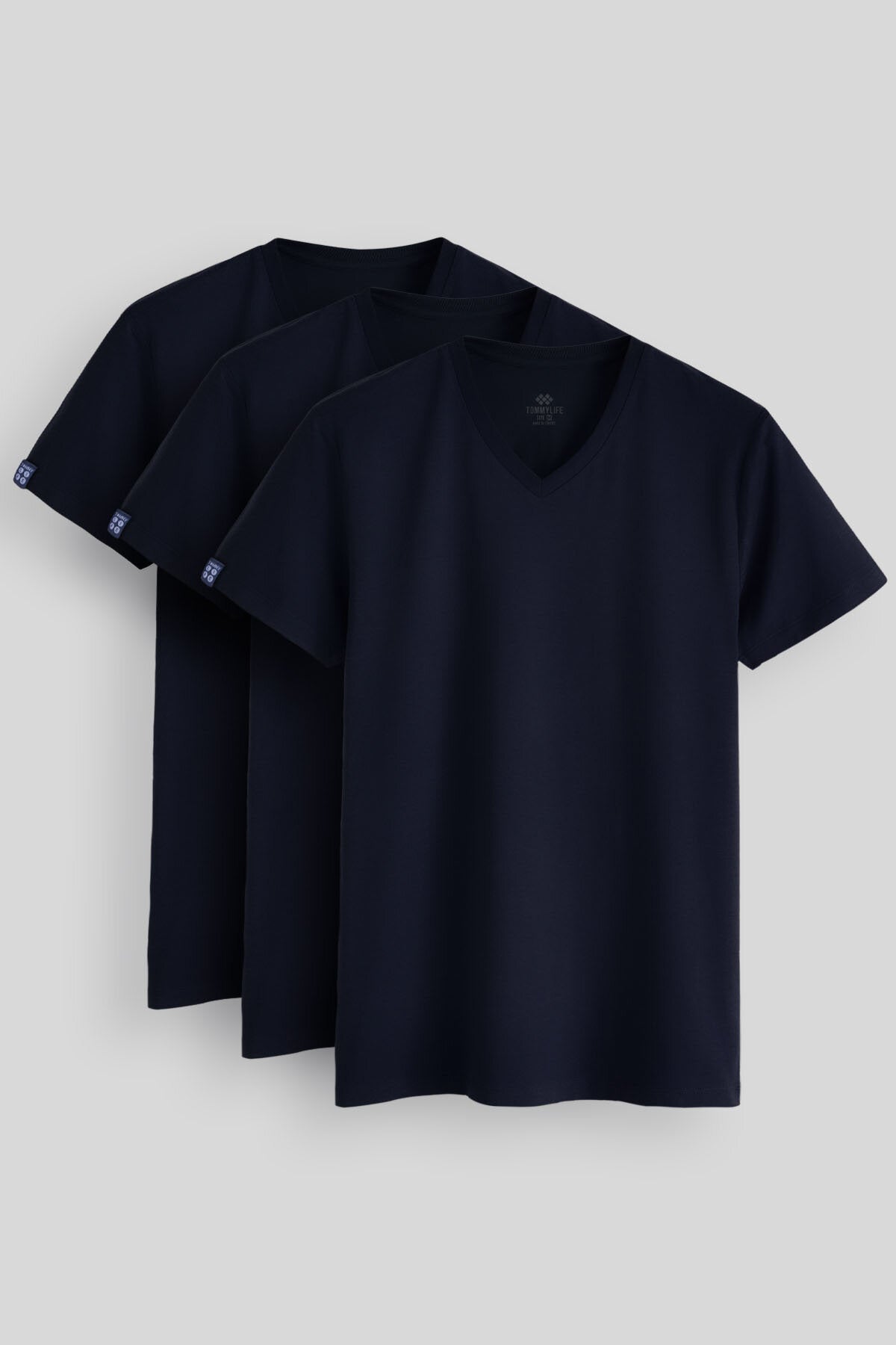 Standard Fit Basic V Collar is a 3-pack Lacivert Men's T-Shirt 87912