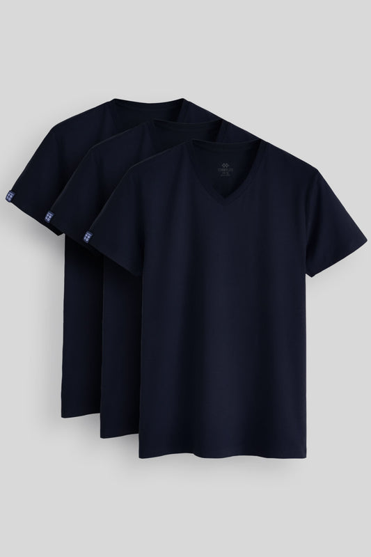 Standard Fit Basic V Collar is a 3-pack Lacivert Men's T-Shirt 87912