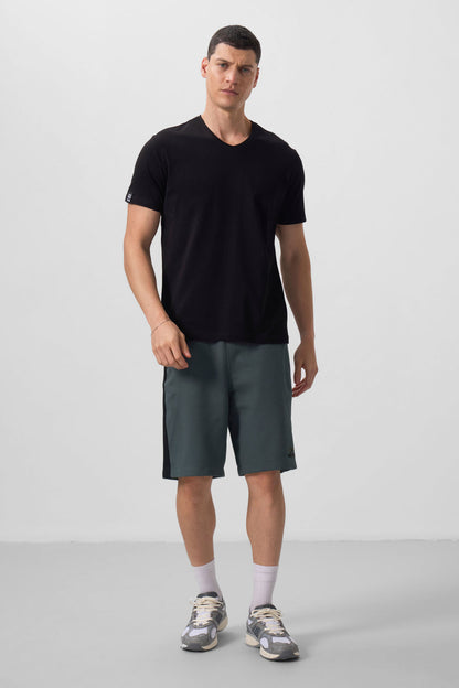 Standard Fit Basic V Collar Pack of 3 Black Men's T-Shirt 87912