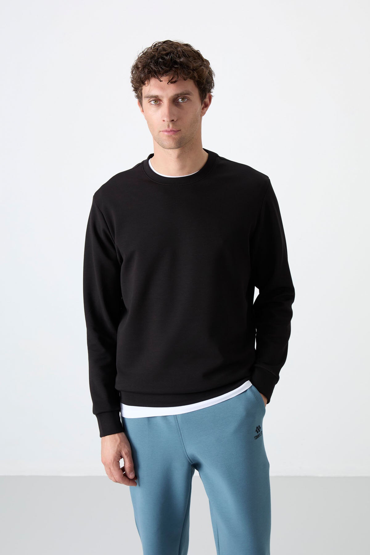 Standard Fit Basic O Collar 3 pack black-beige-brown men's sweatshirt 88053