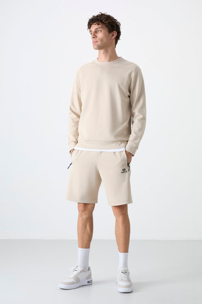 Standard Fit Basic O Collar 3 pack black-beige-brown men's sweatshirt 88053
