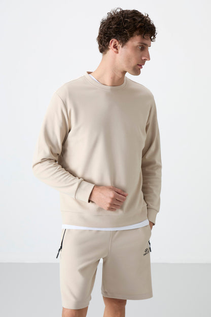 Standard Fit Basic O Collar 3 pack black-beige-brown men's sweatshirt 88053