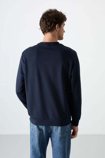 Standard Fit Basic O Collar Pack of 3 Black-Navy-Khaki Men's Sweatshirt 88053