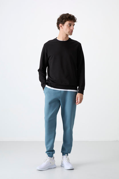 Standard Fit Basic O Collar Pack of 3 Black-Navy-Khaki Men's Sweatshirt 88053