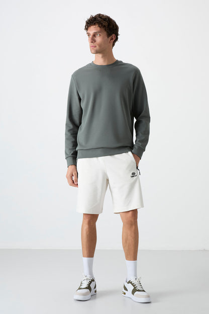 Standard Fit Basic O Collar Pack of 3 Black-Navy-Khaki Men's Sweatshirt 88053