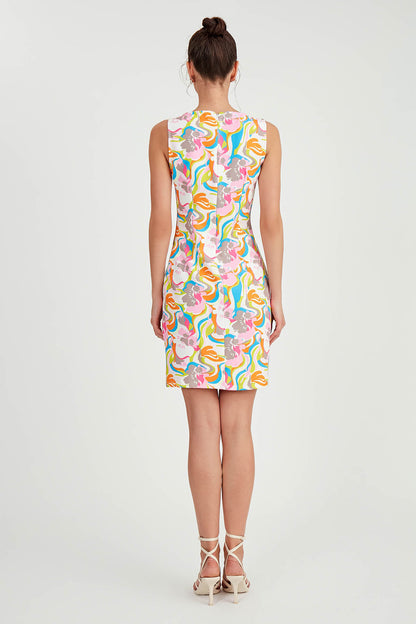 SLEEVELESS FLOWER PATTERN DRESS