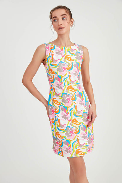 SLEEVELESS FLOWER PATTERN DRESS