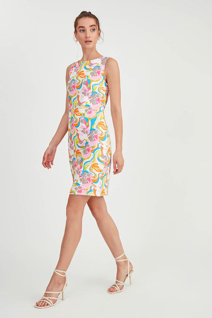 SLEEVELESS FLOWER PATTERN DRESS