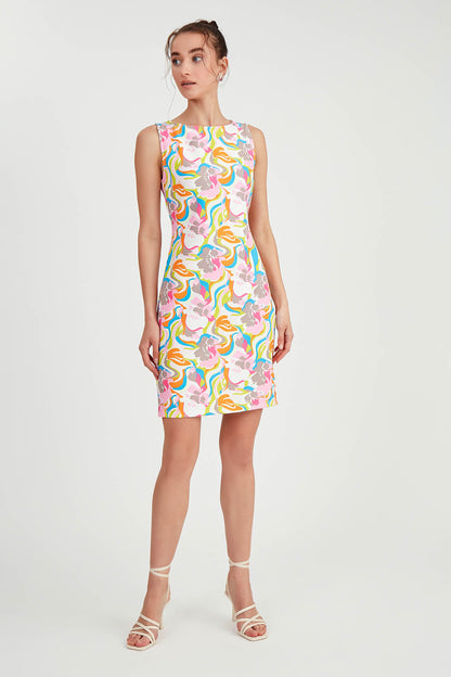 SLEEVELESS FLOWER PATTERN DRESS