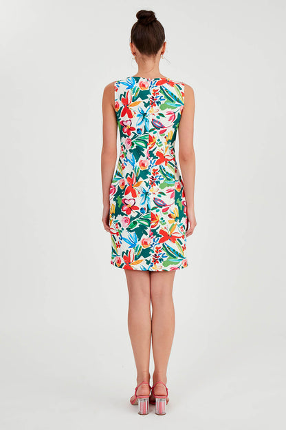 SLEEVELESS FLOWER PATTERN DRESS