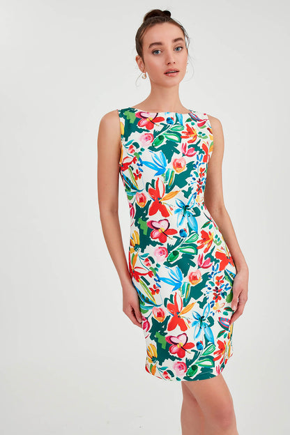 SLEEVELESS FLOWER PATTERN DRESS