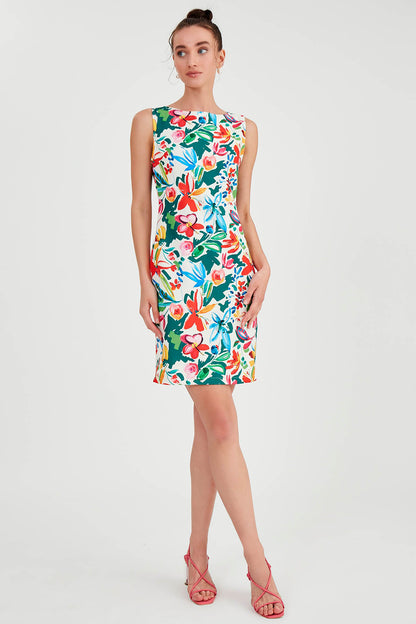 SLEEVELESS FLOWER PATTERN DRESS
