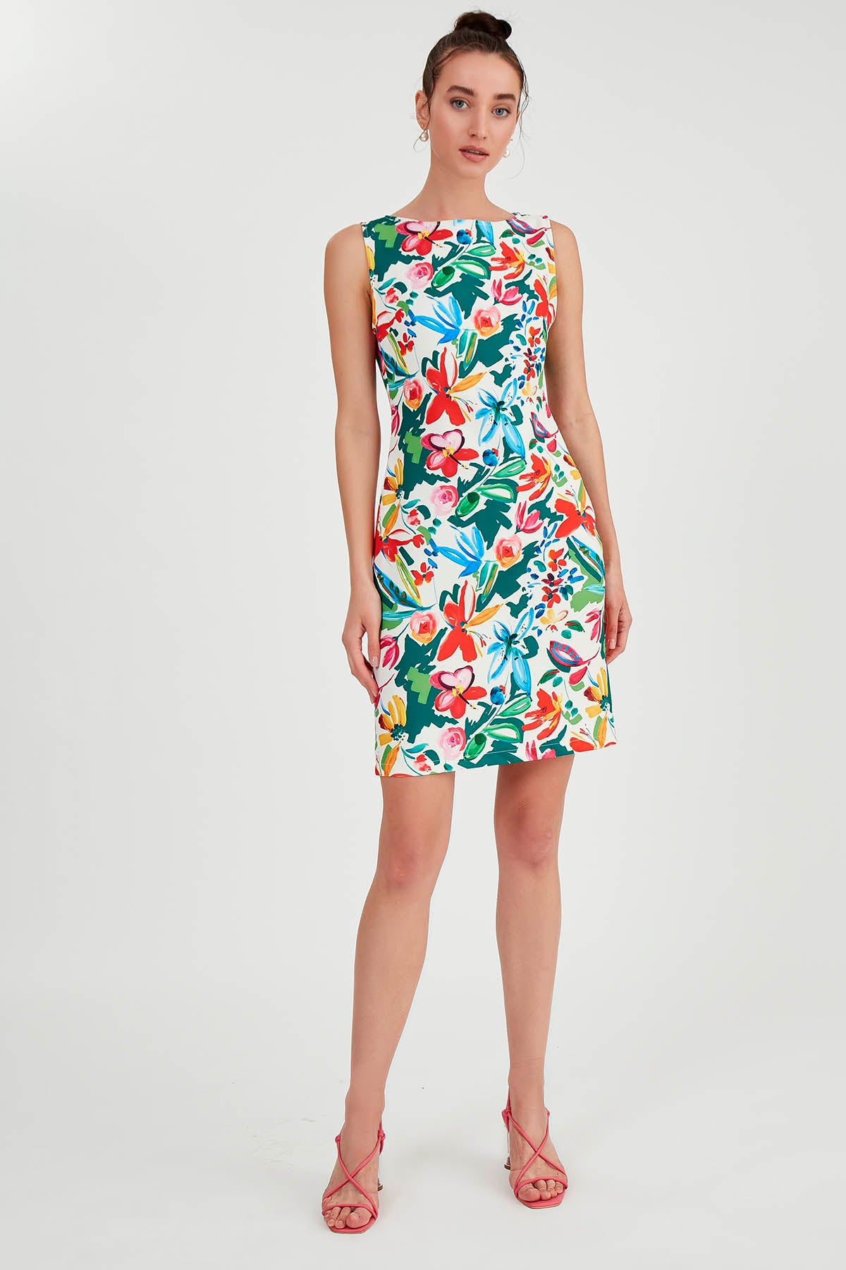 SLEEVELESS FLOWER PATTERN DRESS