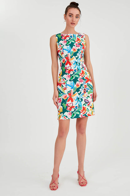 SLEEVELESS FLOWER PATTERN DRESS