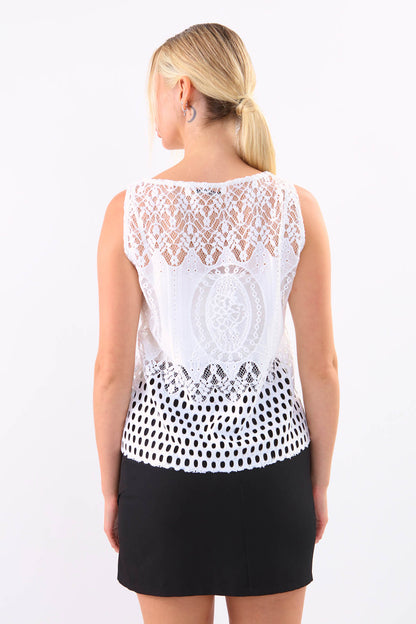 SLEEVELESS LACE TRANSPARENT BLOUSE