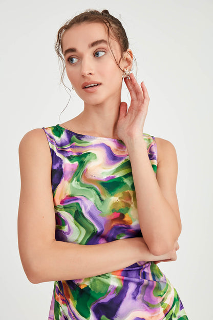 SLEEVELESS DRESS WITH PATTERN