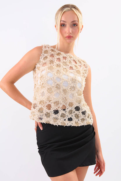 SLEEVELESS TRANSPARENT BLOUSE