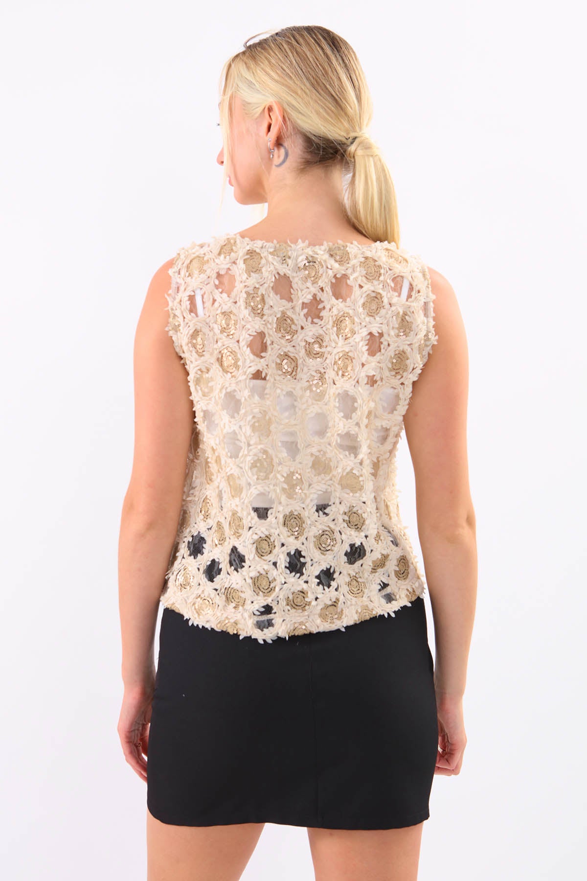 SLEEVELESS TRANSPARENT BLOUSE