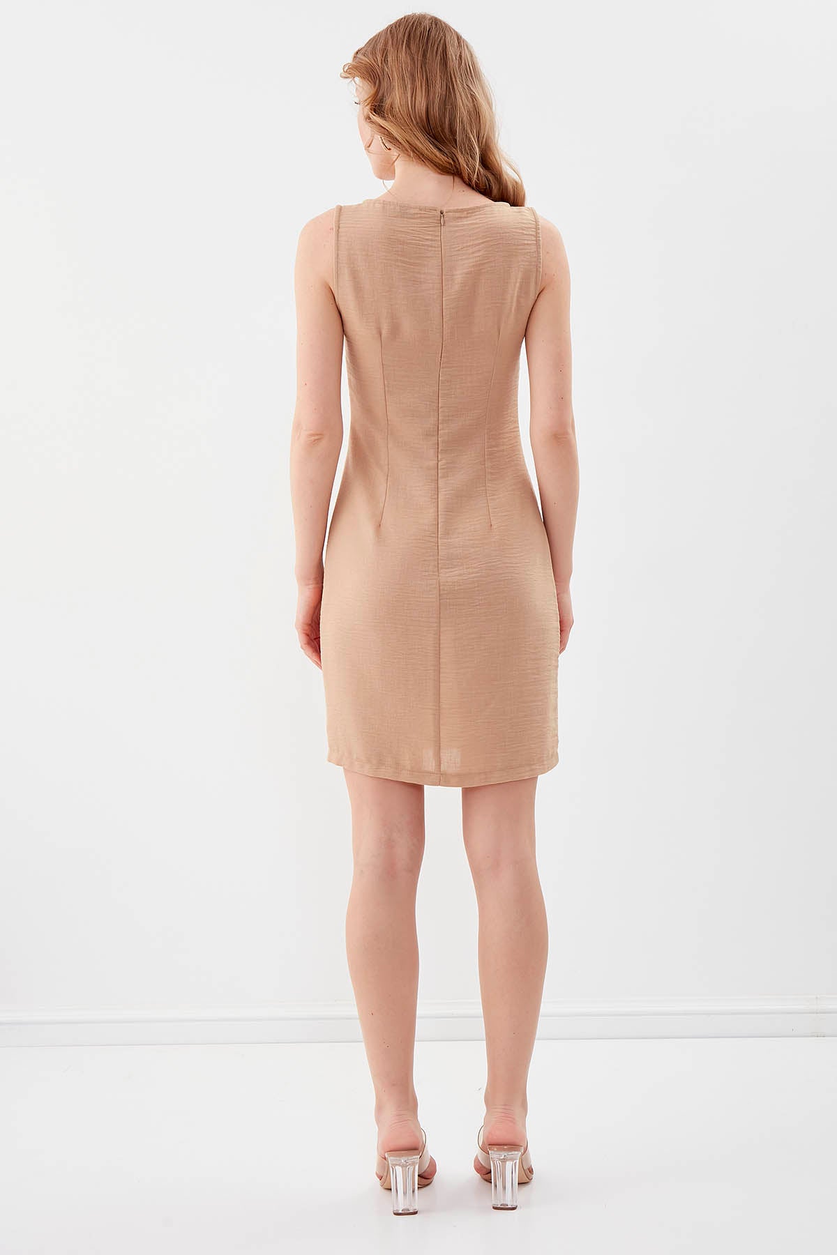 SLEEVELESS VISCOSE LINEN DRESS
