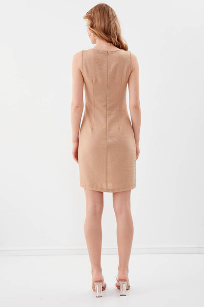 SLEEVELESS VISCOSE LINEN DRESS