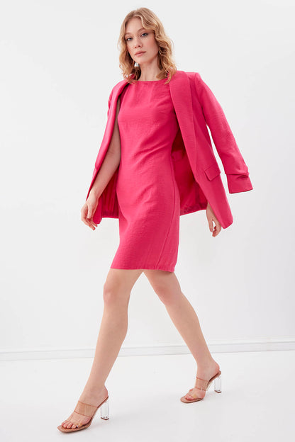 SLEEVELESS VISCOSE LINEN DRESS