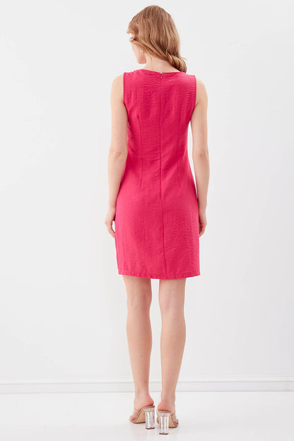 SLEEVELESS VISCOSE LINEN DRESS