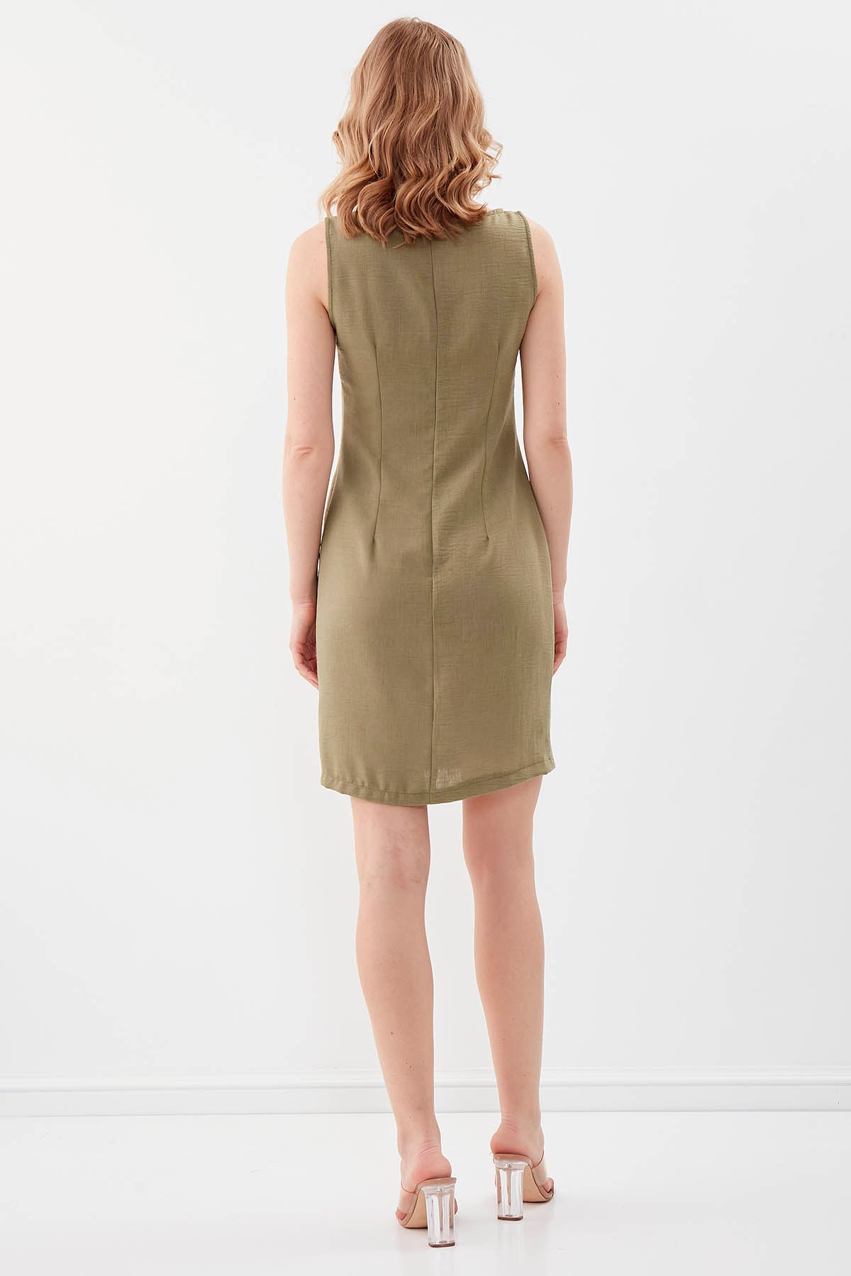 SLEEVELESS VISCOSE LINEN DRESS