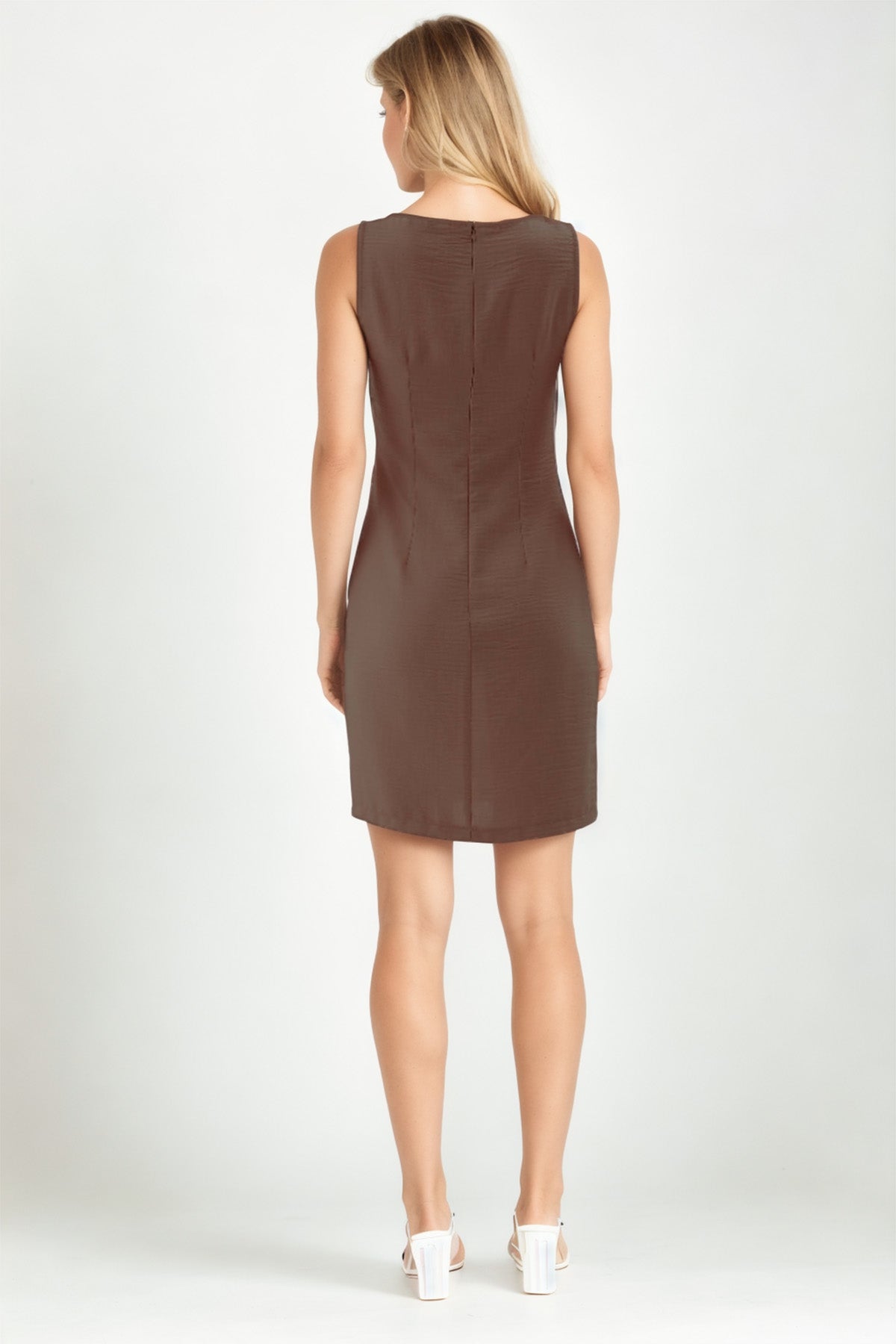 SLEEVELESS VISCOSE LINEN DRESS