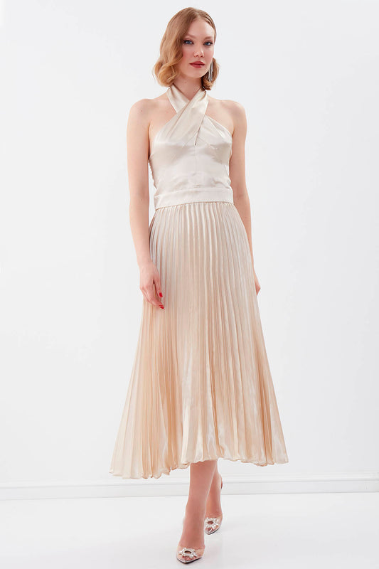 DRESS WITH BACKTOLOR NECK BINDING