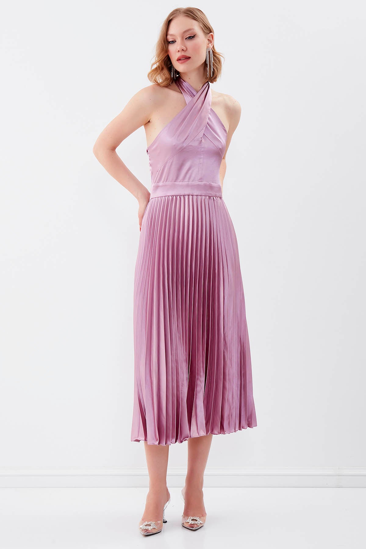 DRESS WITH BACKTOLOR NECK BINDING