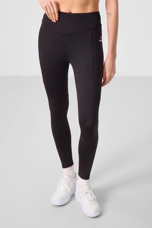 Black Polyester Standard Fit Stretch Performance Women's Tights - 94666