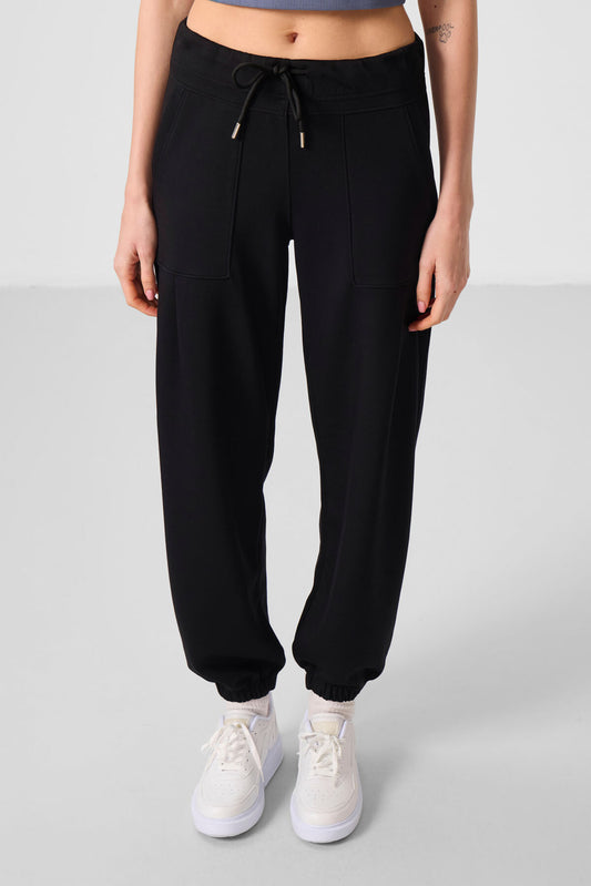 Black Soft Textured Pocket Detailed Comfort Fit Women's Trousers - 94672
