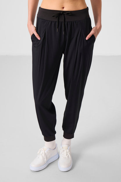Black Polyester Pocketed Standard Fit Women's Trousers - 94677