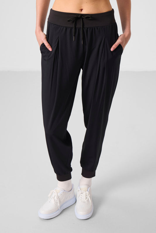 Black Polyester Pocketed Standard Fit Women's Trousers - 94677