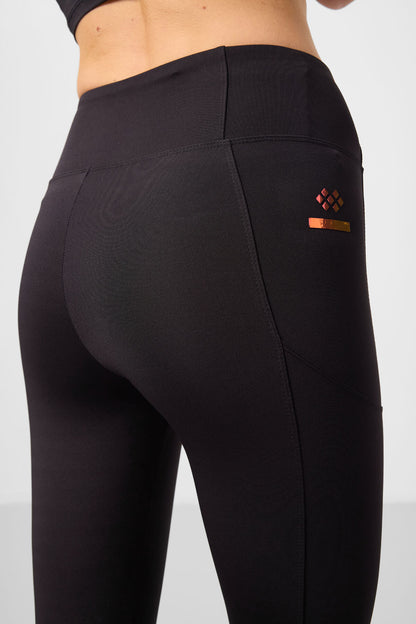Black Polyester Flexible Standard Fit Performance Women's Tights - 94667