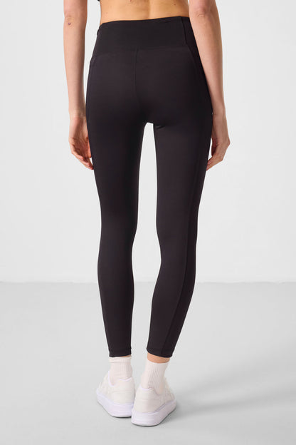 Black Polyester Flexible Standard Fit Performance Women's Tights - 94667