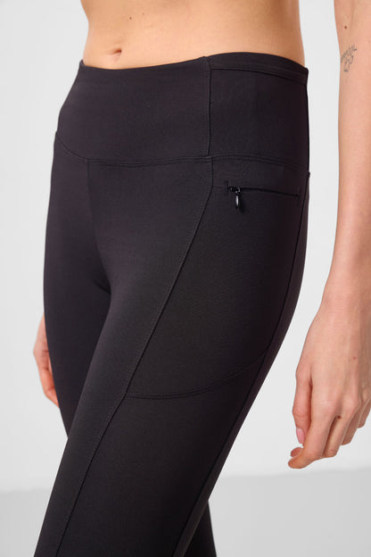 Black Polyester Flexible Standard Fit Performance Women's Tights - 94667